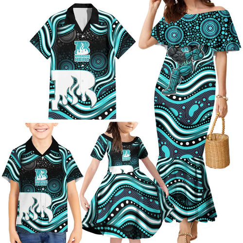 Brisbane Heat Cricket Family Matching Mermaid Dress and Hawaiian Shirt Australian Cricket Mascot - Modern Indigenous Style