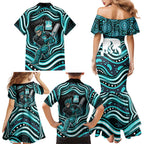 Brisbane Heat Cricket Family Matching Mermaid Dress and Hawaiian Shirt Australian Cricket Mascot - Modern Indigenous Style