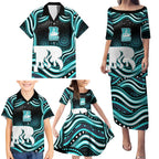 Brisbane Heat Cricket Family Matching Puletasi and Hawaiian Shirt Australian Cricket Mascot - Modern Indigenous Style