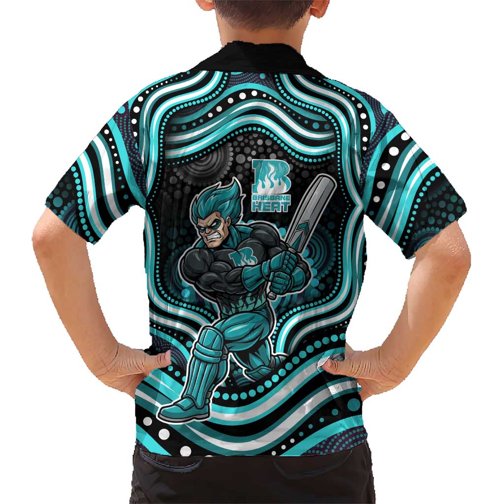 Brisbane Heat Cricket Family Matching Short Sleeve Bodycon Dress and Hawaiian Shirt Australian Cricket Mascot - Modern Indigenous Style