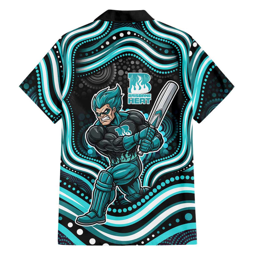 Brisbane Heat Cricket Family Matching Short Sleeve Bodycon Dress and Hawaiian Shirt Australian Cricket Mascot - Modern Indigenous Style