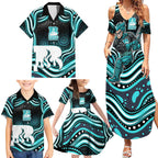 Brisbane Heat Cricket Family Matching Summer Maxi Dress and Hawaiian Shirt Australian Cricket Mascot - Modern Indigenous Style