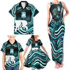 Brisbane Heat Cricket Family Matching Tank Maxi Dress and Hawaiian Shirt Australian Cricket Mascot - Modern Indigenous Style