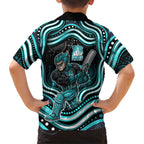 Brisbane Heat Cricket Family Matching Tank Maxi Dress and Hawaiian Shirt Australian Cricket Mascot - Modern Indigenous Style