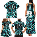Brisbane Heat Cricket Family Matching Tank Maxi Dress and Hawaiian Shirt Australian Cricket Mascot - Modern Indigenous Style