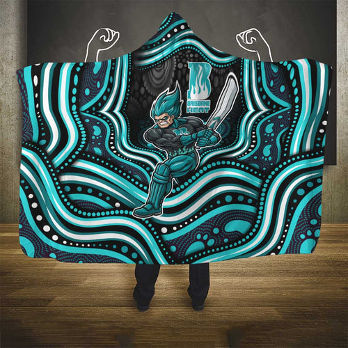 Brisbane Heat Cricket Hooded Blanket Australian Cricket Mascot - Modern Indigenous Style