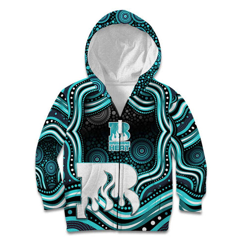 Brisbane Heat Cricket Kid Hoodie Australian Cricket Mascot - Modern Indigenous Style