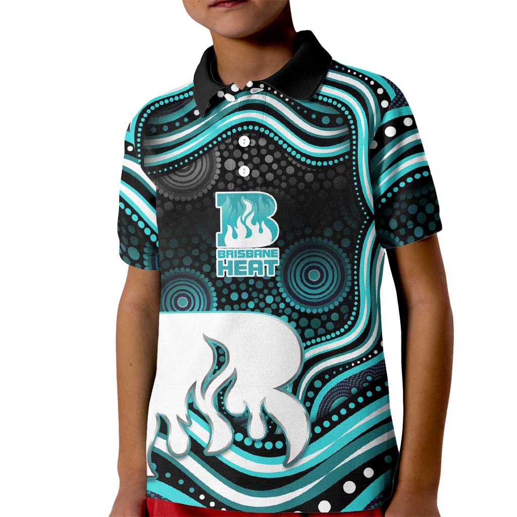 Brisbane Heat Cricket Kid Polo Shirt Australian Cricket Mascot - Modern Indigenous Style