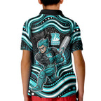 Brisbane Heat Cricket Kid Polo Shirt Australian Cricket Mascot - Modern Indigenous Style