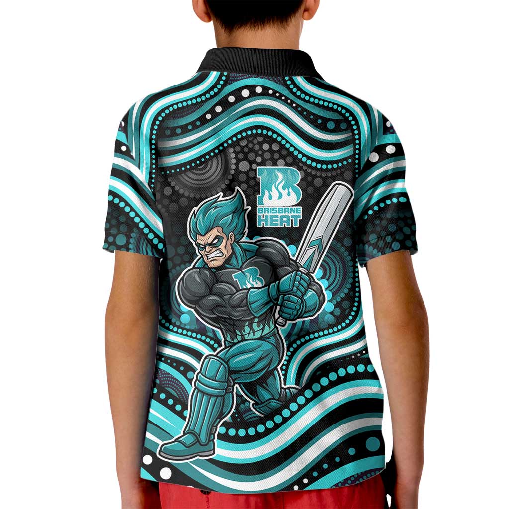 Brisbane Heat Cricket Kid Polo Shirt Australian Cricket Mascot - Modern Indigenous Style