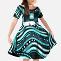 Brisbane Heat Cricket Kid Short Sleeve Dress Australian Cricket Mascot - Modern Indigenous Style