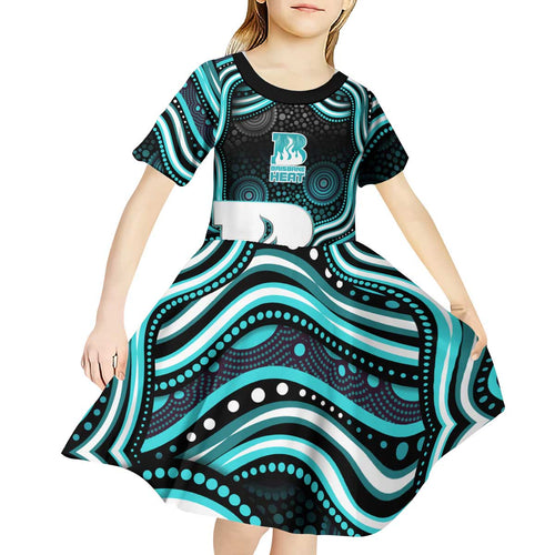 Brisbane Heat Cricket Kid Short Sleeve Dress Australian Cricket Mascot - Modern Indigenous Style