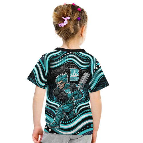Brisbane Heat Cricket Kid T Shirt Australian Cricket Mascot - Modern Indigenous Style