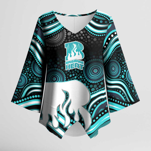 Brisbane Heat Cricket Kimono Sleeve Blouse Australian Cricket Mascot - Modern Indigenous Style