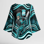 Brisbane Heat Cricket Kimono Sleeve Blouse Australian Cricket Mascot - Modern Indigenous Style