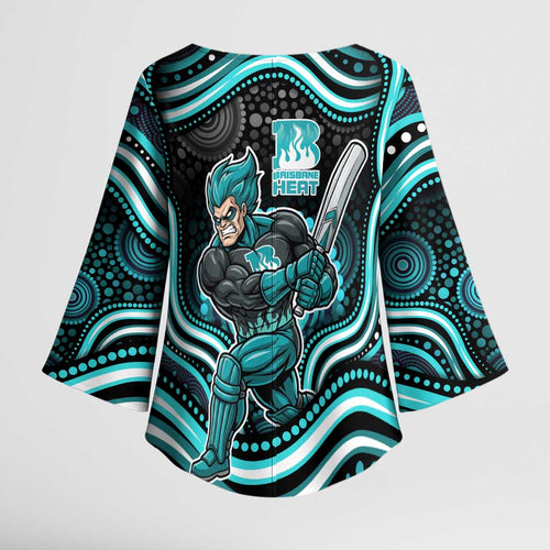 Brisbane Heat Cricket Kimono Sleeve Blouse Australian Cricket Mascot - Modern Indigenous Style
