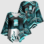 Brisbane Heat Cricket Kimono Sleeve Blouse Australian Cricket Mascot - Modern Indigenous Style