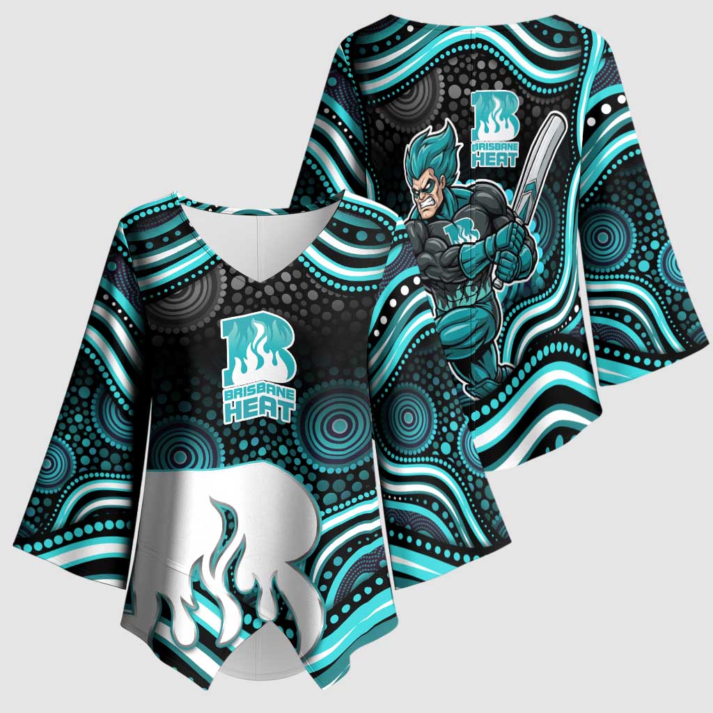 Brisbane Heat Cricket Kimono Sleeve Blouse Australian Cricket Mascot - Modern Indigenous Style