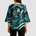 Brisbane Heat Cricket Kimono Sleeve Blouse Australian Cricket Mascot - Modern Indigenous Style