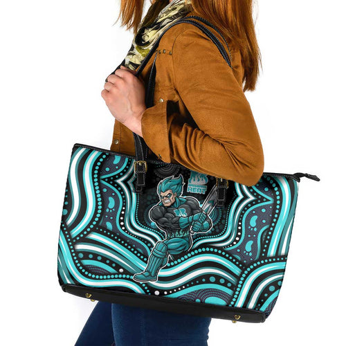 Brisbane Heat Cricket Leather Tote Bag Australian Cricket Mascot - Modern Indigenous Style