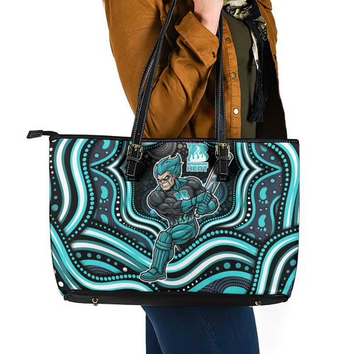 Brisbane Heat Cricket Leather Tote Bag Australian Cricket Mascot - Modern Indigenous Style