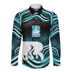 Brisbane Heat Cricket Long Sleeve Button Shirt Australian Cricket Mascot - Modern Indigenous Style