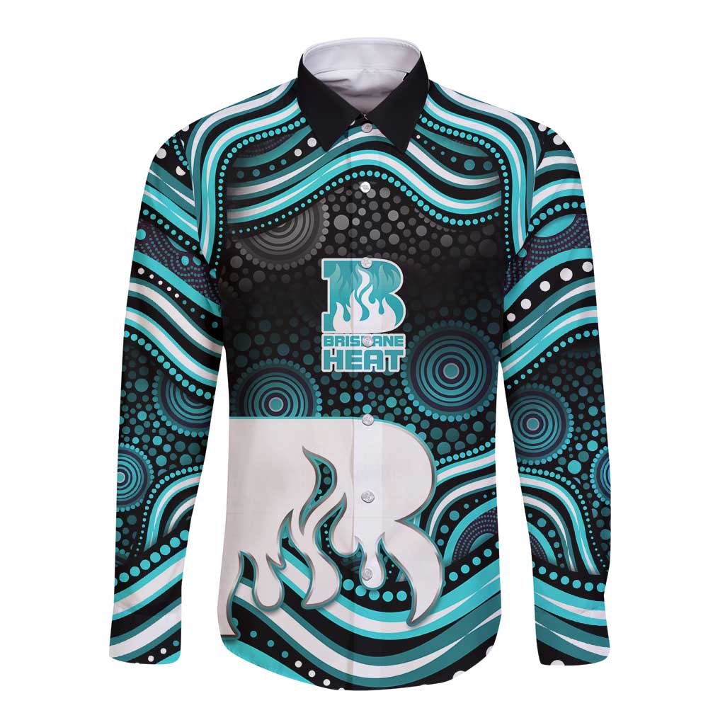 Brisbane Heat Cricket Long Sleeve Button Shirt Australian Cricket Mascot - Modern Indigenous Style