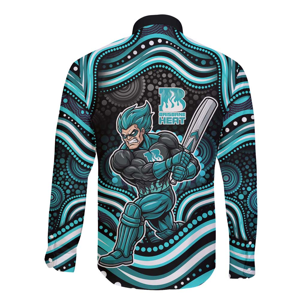 Brisbane Heat Cricket Long Sleeve Button Shirt Australian Cricket Mascot - Modern Indigenous Style