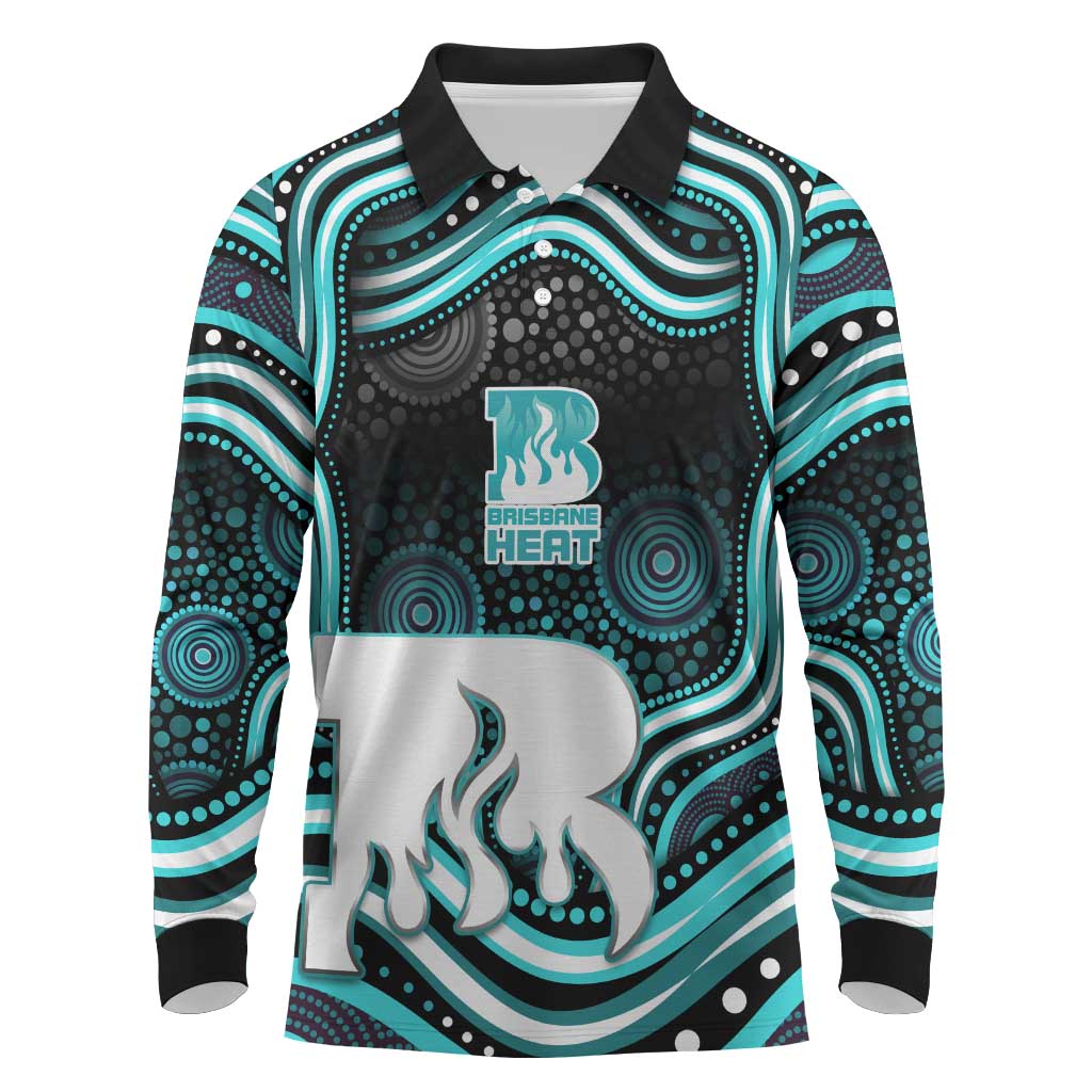 Brisbane Heat Cricket Long Sleeve Polo Shirt Australian Cricket Mascot - Modern Indigenous Style