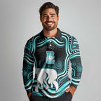Brisbane Heat Cricket Long Sleeve Polo Shirt Australian Cricket Mascot - Modern Indigenous Style