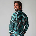 Brisbane Heat Cricket Long Sleeve Polo Shirt Australian Cricket Mascot - Modern Indigenous Style