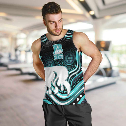Brisbane Heat Cricket Men Tank Top Australian Cricket Mascot - Modern Indigenous Style