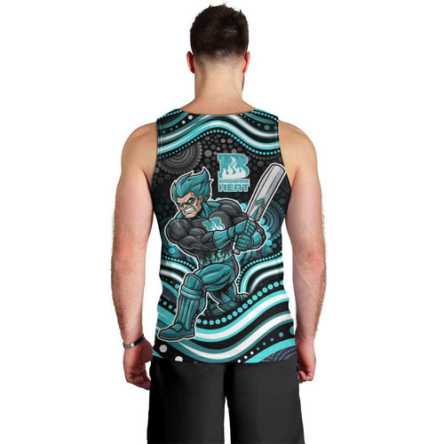 Brisbane Heat Cricket Men Tank Top Australian Cricket Mascot - Modern Indigenous Style