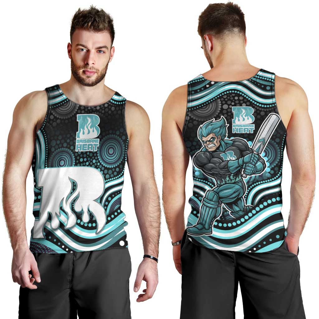 Brisbane Heat Cricket Men Tank Top Australian Cricket Mascot - Modern Indigenous Style