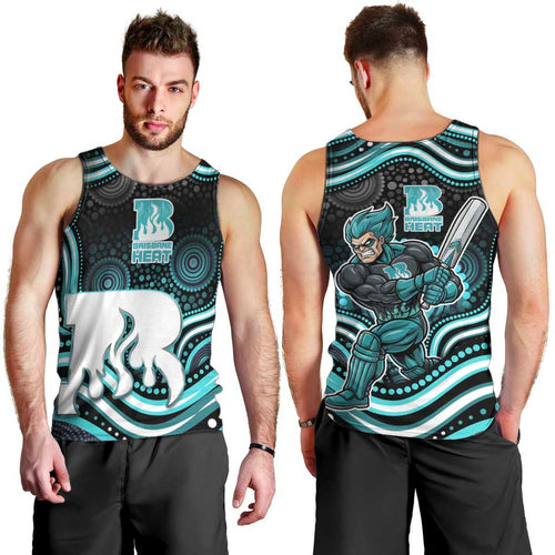 Brisbane Heat Cricket Men Tank Top Australian Cricket Mascot - Modern Indigenous Style