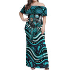 Brisbane Heat Cricket Off Shoulder Maxi Dress Australian Cricket Mascot - Modern Indigenous Style