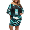 Brisbane Heat Cricket Off Shoulder Short Dress Australian Cricket Mascot - Modern Indigenous Style