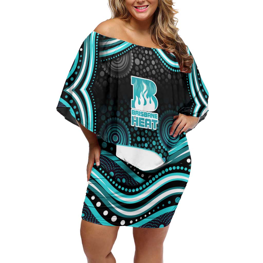Brisbane Heat Cricket Off Shoulder Short Dress Australian Cricket Mascot - Modern Indigenous Style