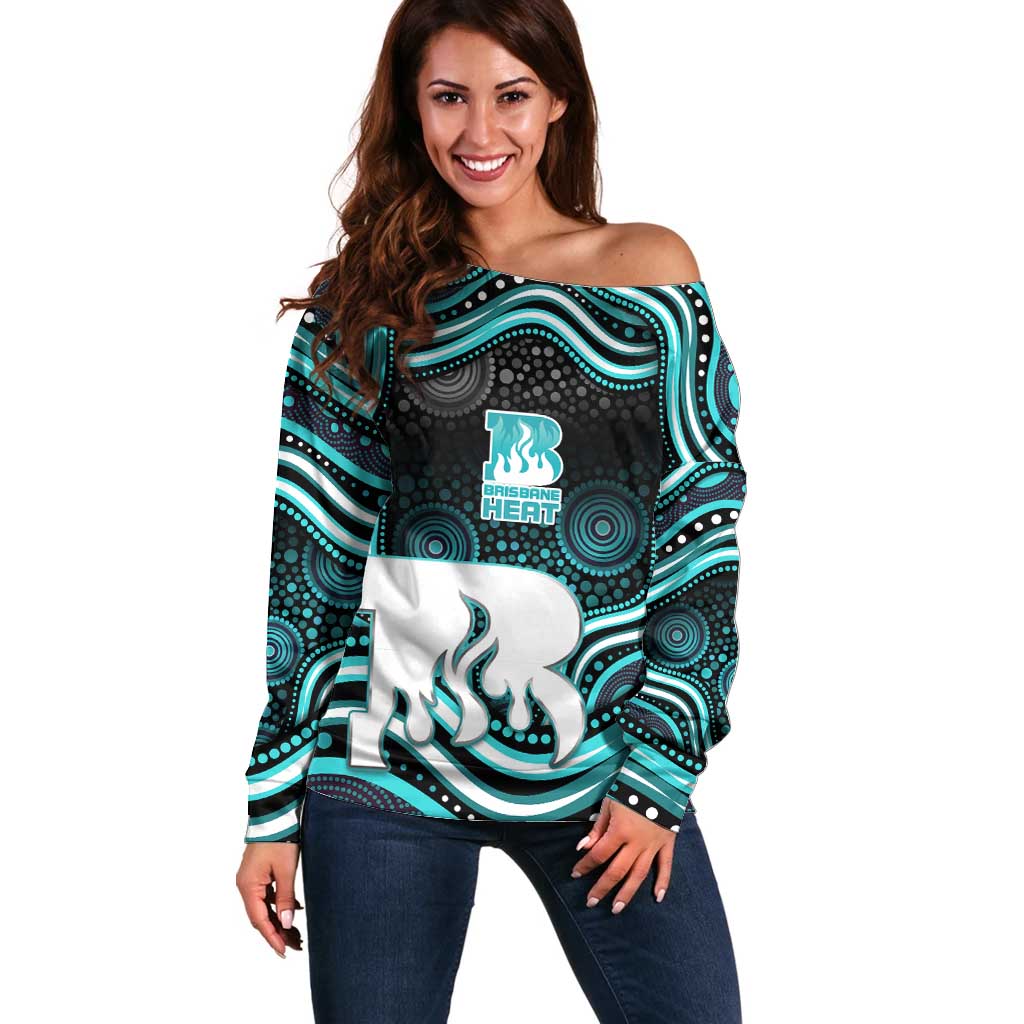 Brisbane Heat Cricket Off Shoulder Sweater Australian Cricket Mascot - Modern Indigenous Style