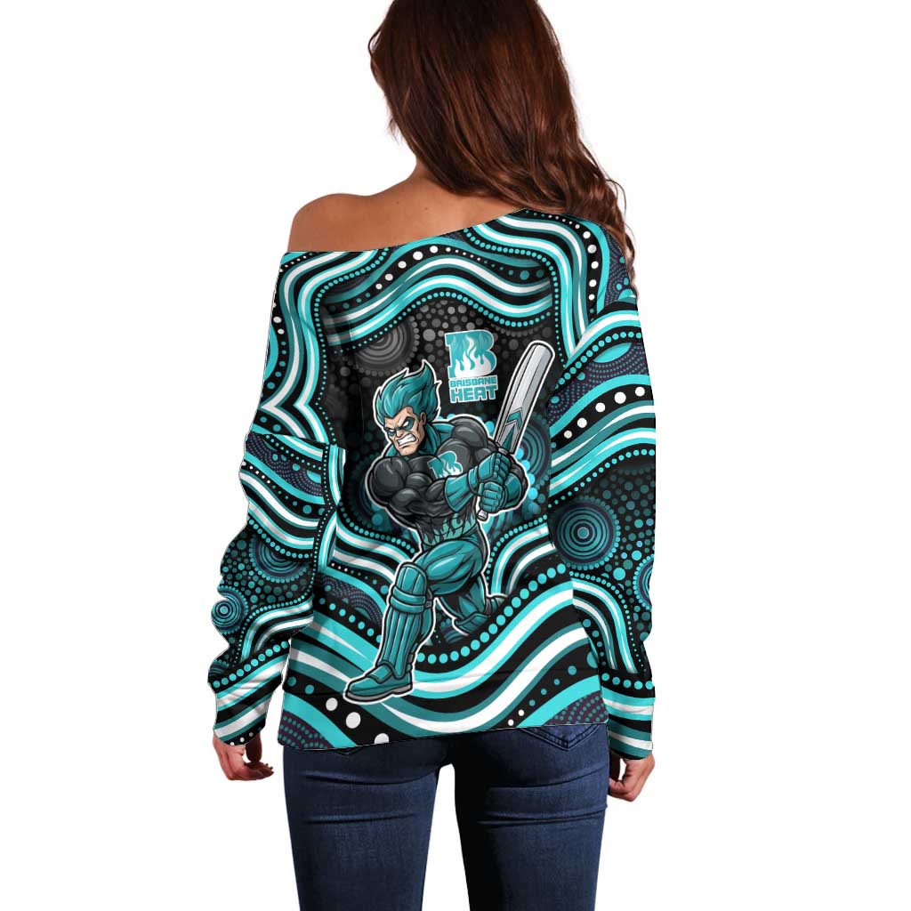 Brisbane Heat Cricket Off Shoulder Sweater Australian Cricket Mascot - Modern Indigenous Style