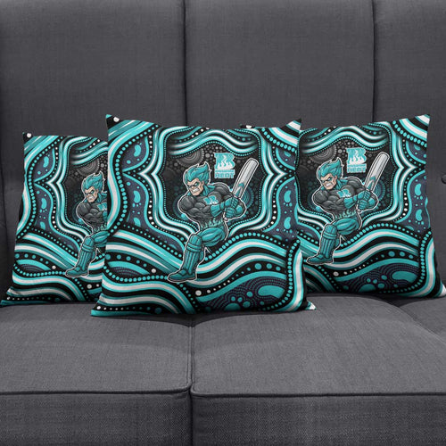Brisbane Heat Cricket Pillow Cover Australian Cricket Mascot - Modern Indigenous Style