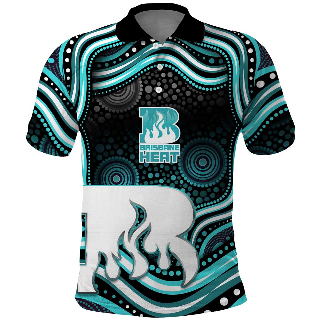 Brisbane Heat Cricket Polo Shirt Australian Cricket Mascot - Modern Indigenous Style