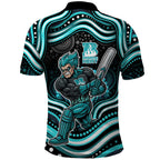 Brisbane Heat Cricket Polo Shirt Australian Cricket Mascot - Modern Indigenous Style