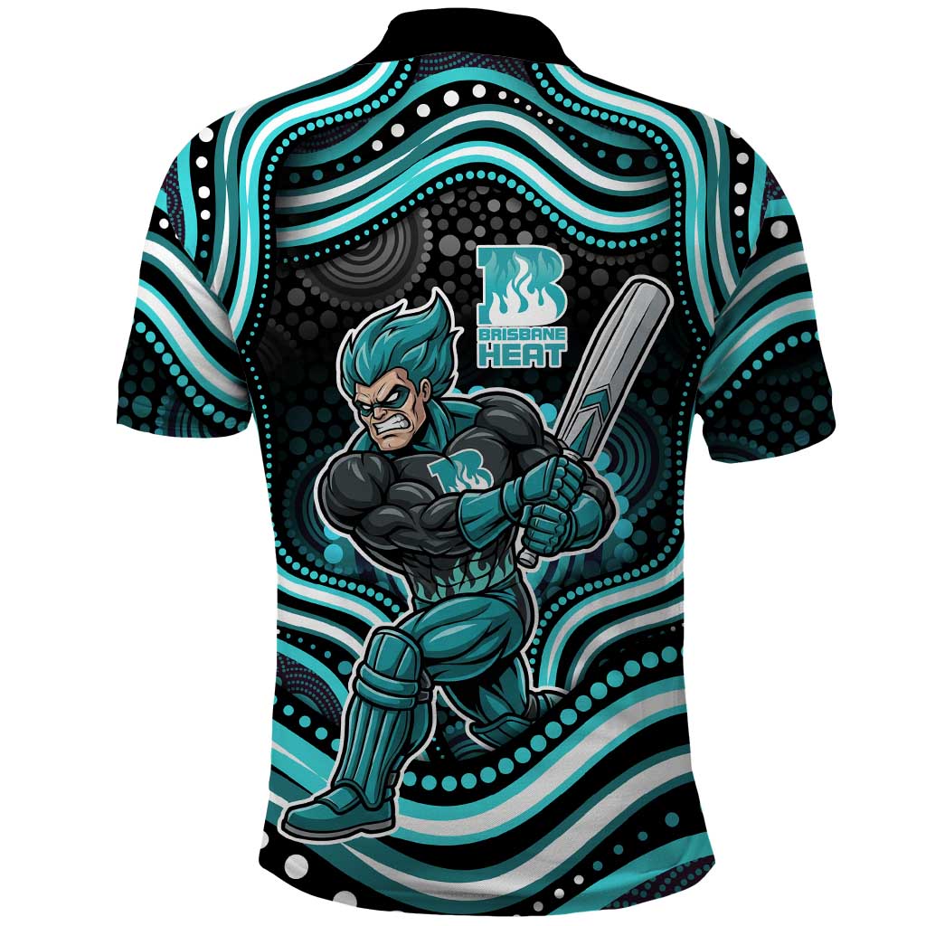 Brisbane Heat Cricket Polo Shirt Australian Cricket Mascot - Modern Indigenous Style