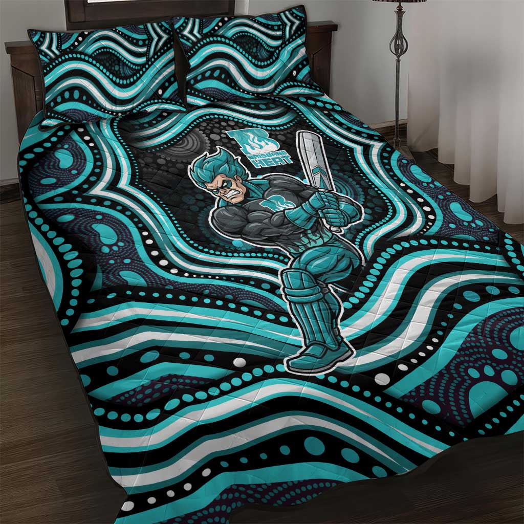 Brisbane Heat Cricket Quilt Bed Set Australian Cricket Mascot - Modern Indigenous Style