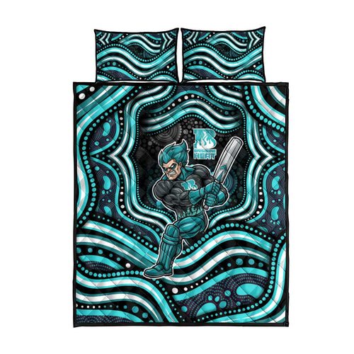 Brisbane Heat Cricket Quilt Bed Set Australian Cricket Mascot - Modern Indigenous Style
