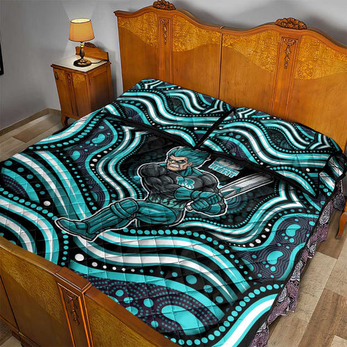 Brisbane Heat Cricket Quilt Bed Set Australian Cricket Mascot - Modern Indigenous Style
