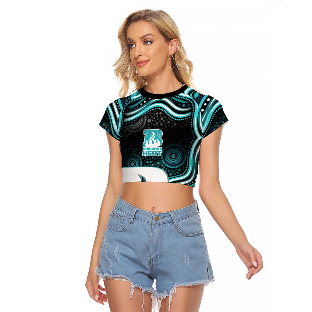 Brisbane Heat Cricket Raglan Cropped T Shirt Australian Cricket Mascot - Modern Indigenous Style