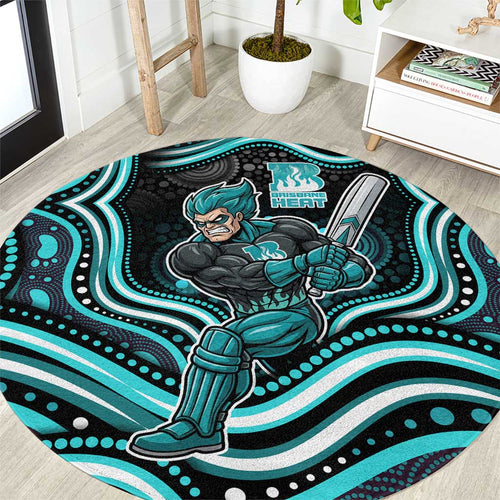 Brisbane Heat Cricket Round Carpet Australian Cricket Mascot - Modern Indigenous Style