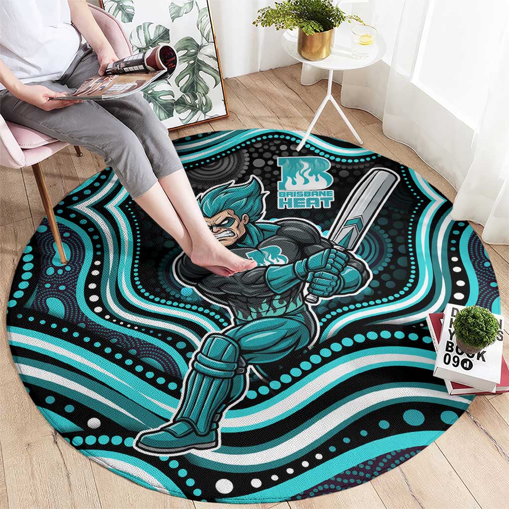 Brisbane Heat Cricket Round Carpet Australian Cricket Mascot - Modern Indigenous Style